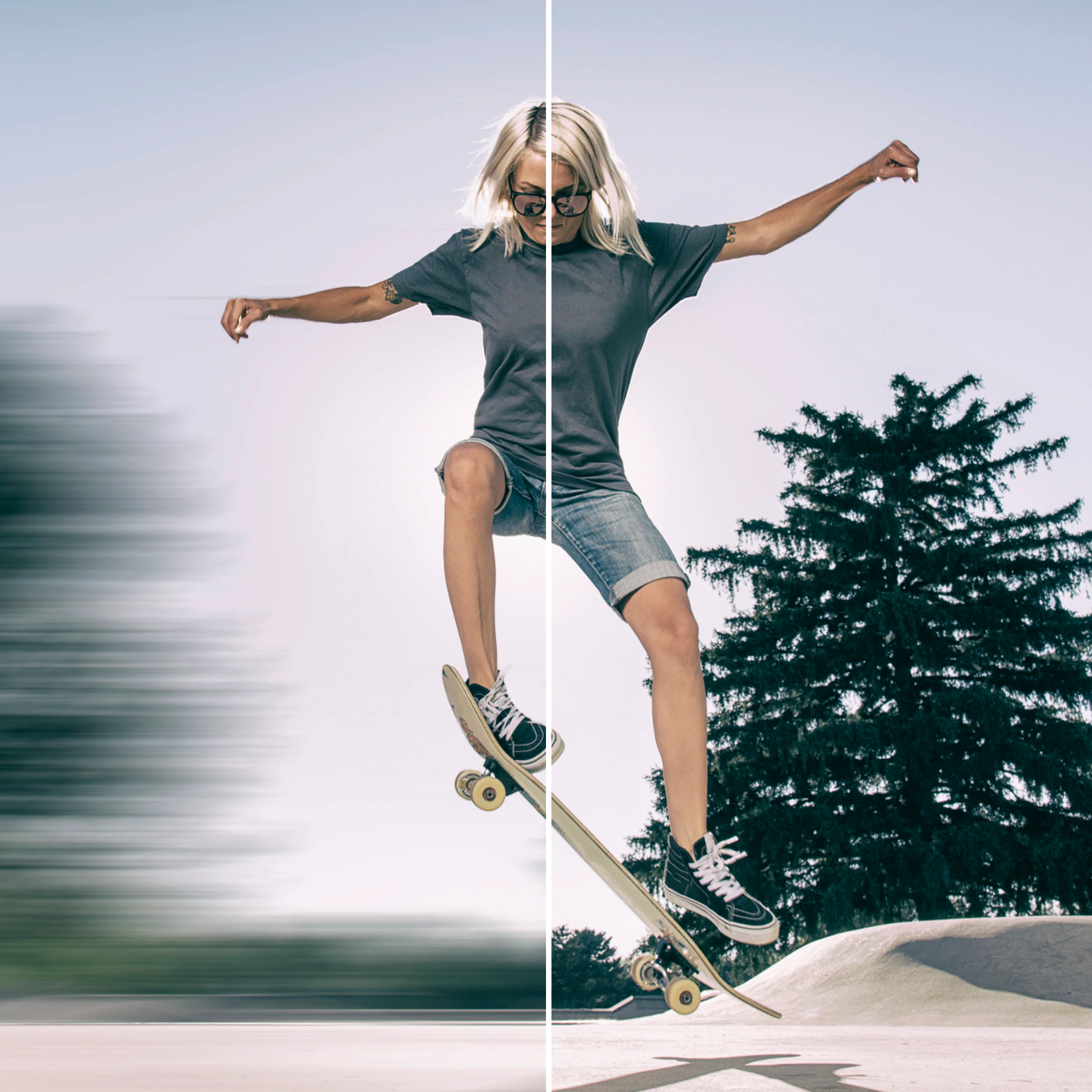 The Defocus tool blurs moving objects in video backgrounds