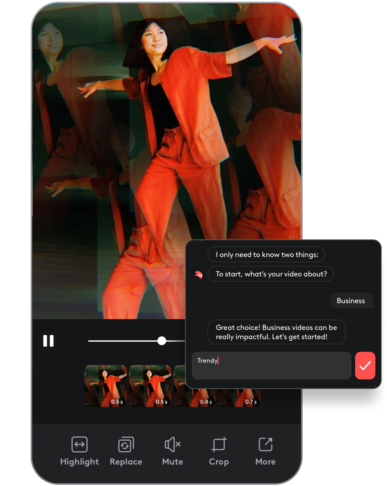 Create videos in seconds with AI video editing