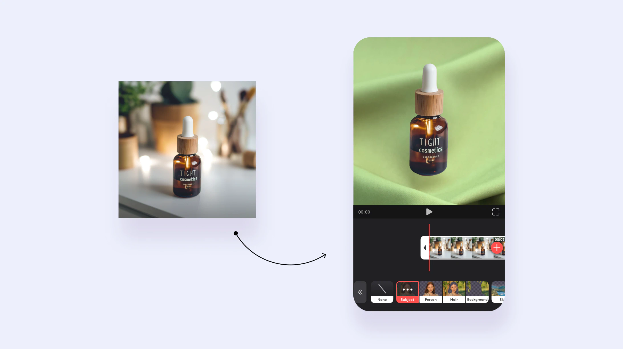 Editing out parts of a video using Videoleap