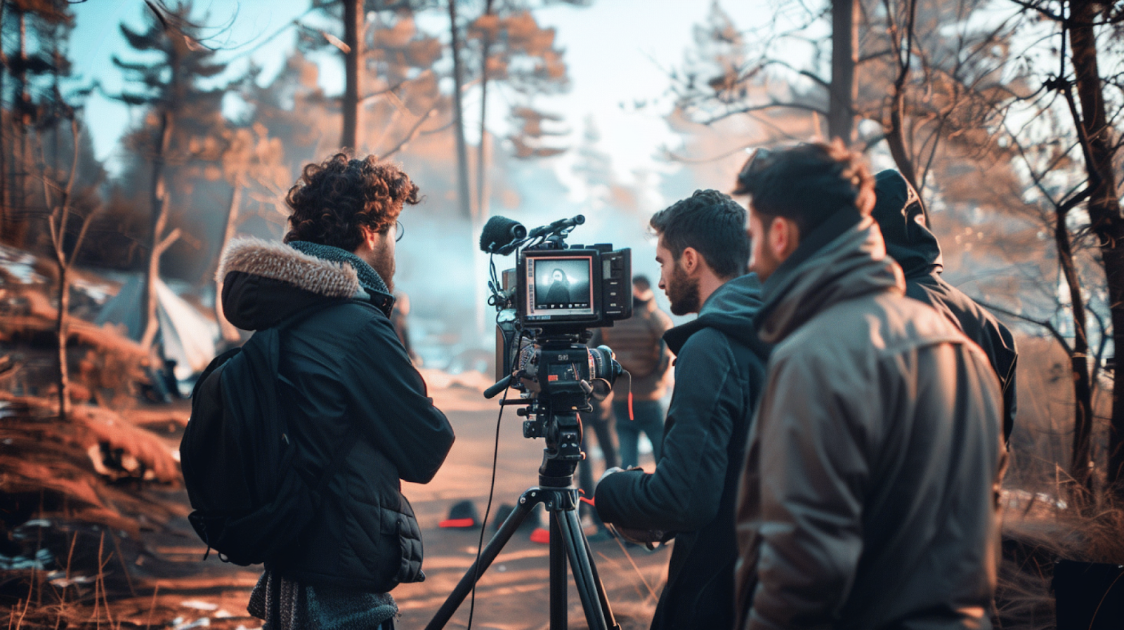 Travel influencers working on travel video