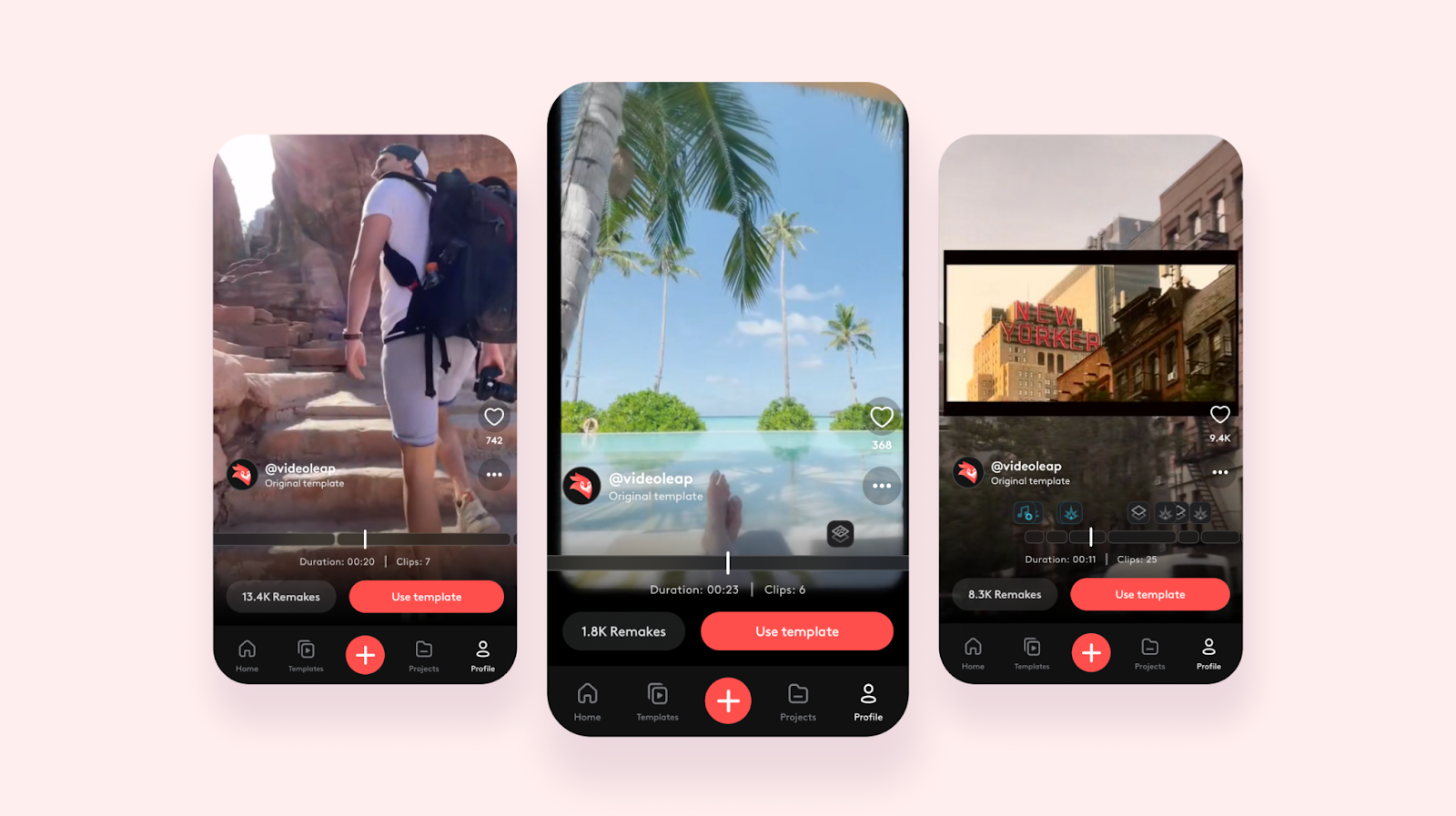 Stunning trip memories made with Videoleap's video templates